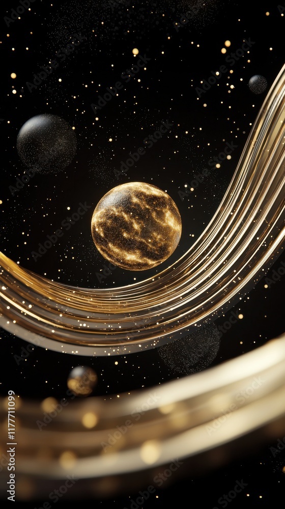 Poster digital wave pattern of stars and galaxies forming in a cosmic environment abstract art space concep