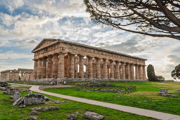 Naklejka premium Paestum archeological park in Campania, Italy