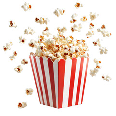 Irresistible Buttery Popcorn Overflowing from Iconic Red Striped Box - Perfect Cinema Snack
