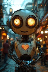 Fototapeta premium A robot or automated software experiencing emotions and love