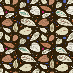 Seamless pattern of leaves. Original background for your design. Vector illustration.