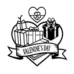 gift box with heart valentines day
