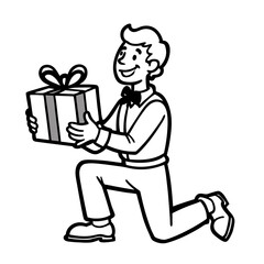 man with gift box