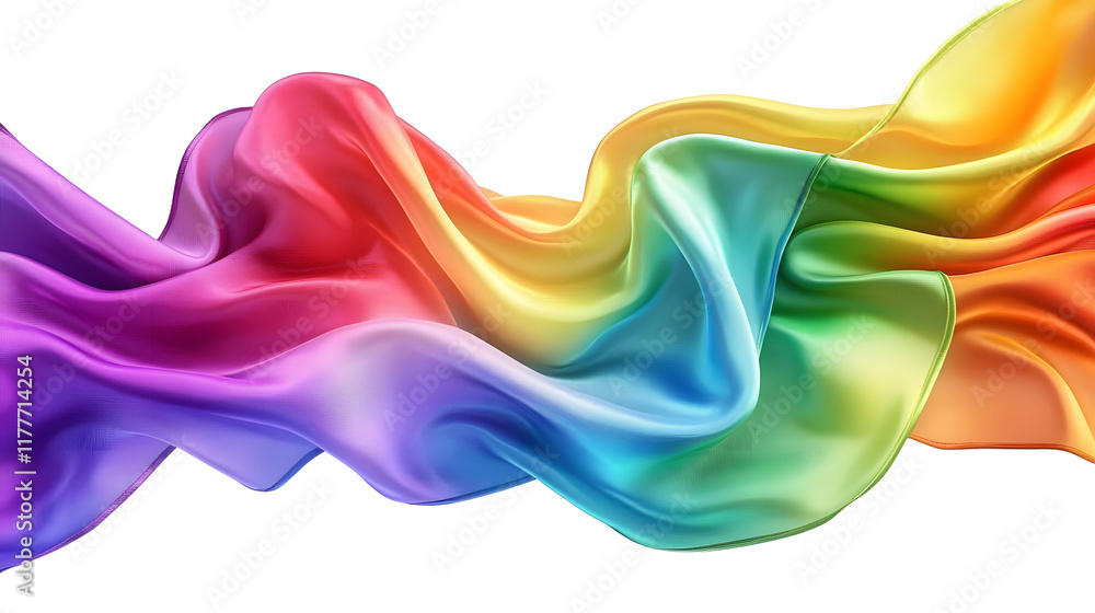 Canvas Prints flowing rainbow colorful fabric isolated on transparent background