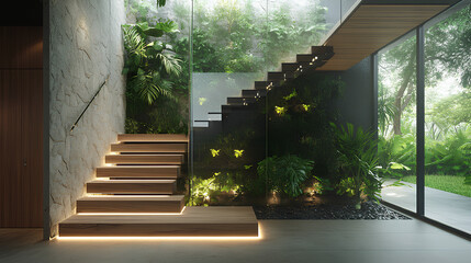 stairway to the modern hotel