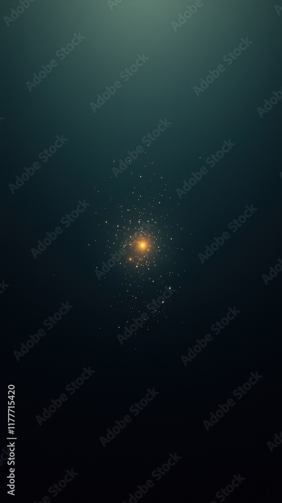 Poster tiny glowing galaxy in dark background cosmic visuals digital art abstract universe enigmatic concep