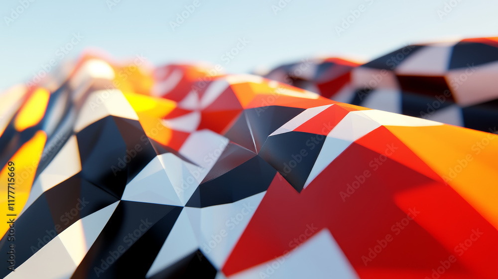Poster the hologram race. race flags made up of polygons, triangles of points, and lines. racing flags are 