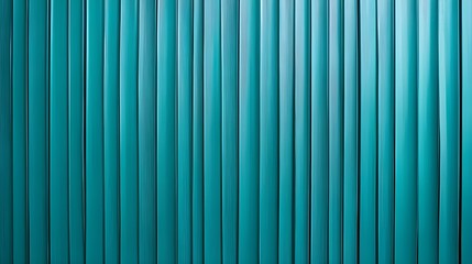Obraz premium Vertical teal stripes, metallic texture, corrugated surface, industrial design, abstract pattern, repetitive lines, gradient lighting, minimalist background, architectural detail, teal color palette,