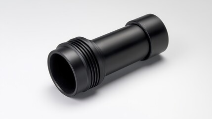 Black Metallic Pipe Connector on White Background