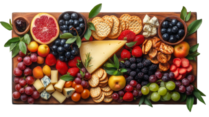 Exquisite Cheese and Fruit Platter with Crackers: A Vibrant Arrangement for Elegant Entertaining and Satisfying Snack Time