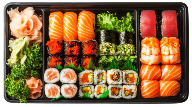 Exquisite Sushi Platter Featuring Nigiri and Rolls with Fresh Ingredients and Vibrant Garnishes for a Delightful Culinary Experience