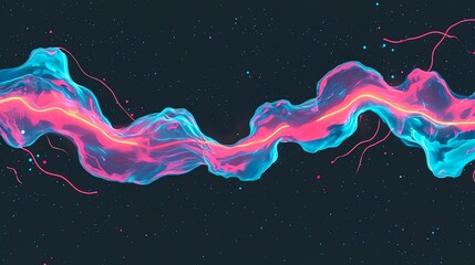 Abstract vibrant flowing liquid design with neon colors and smooth curves.