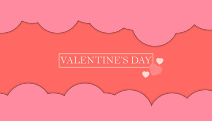 Illustration Valentine's Day background by Pink color papercutting Style