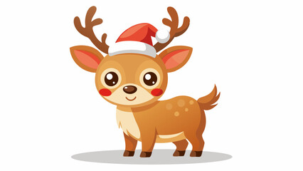 Cute Cartoon Reindeer with Big Brown Eyes and Spotted Fur – Adorable Holiday Animal Illustration