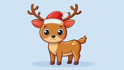 Cute Cartoon Reindeer with Big Brown Eyes and Spotted Fur – Adorable Holiday Animal Illustration