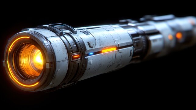 Futuristic glowing engine or weapon.