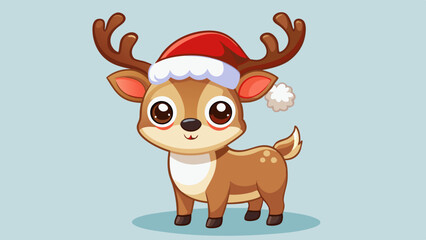 Cute Cartoon Reindeer with Big Brown Eyes and Spotted Fur – Adorable Holiday Animal Illustration