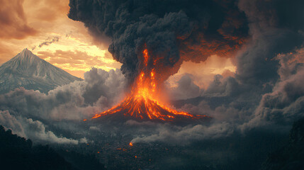 a burst of volcanic fire erupted