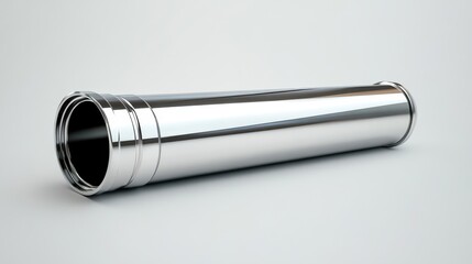 Polished Metallic Tube on Light Background