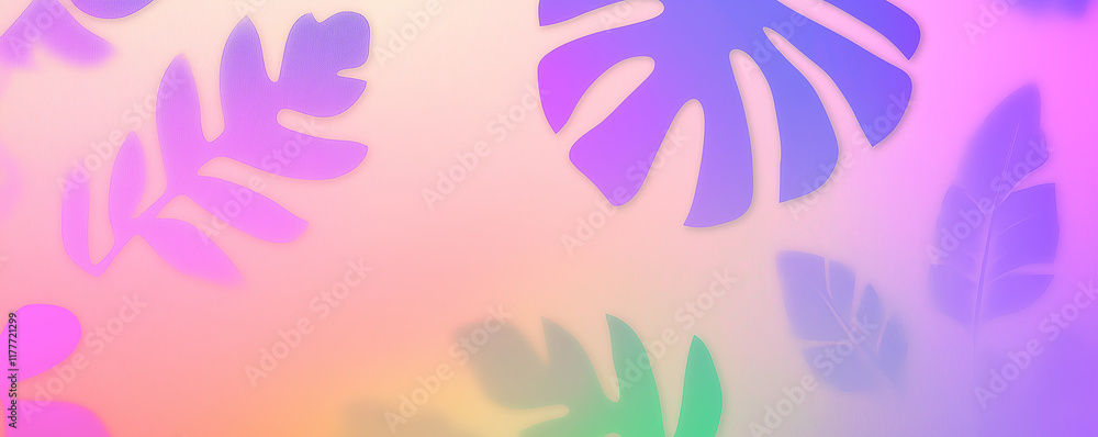 Poster tropical leaves creating a colorful and vibrant design on a gradient background