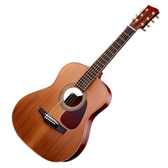 Obraz premium Acoustic guitar PNG isolated on transparent background, classic wooden musical instrument for 2025 social media posts, ads, promotions, web banners, 4K HD downloads, concerts, jazz, and rock art