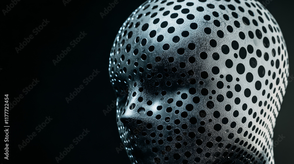 Aufkleber working of the particles. working in a helmet that consists of points and circles. vector illustrati