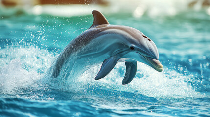 Naklejka premium Vector logo Dolphin. Dolphin jump