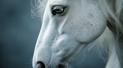 Fototapeta premium A white horse with a blue eye
