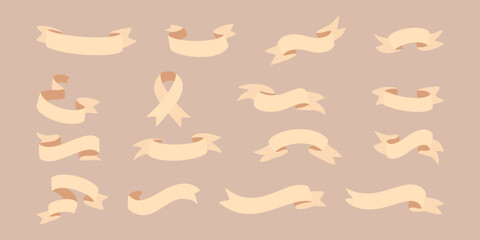 Kolekcja wstążek. Zestaw ręcznie rysowanych taśm. Etykieta, baner, tag - ilustracja wektorowa. © Monika