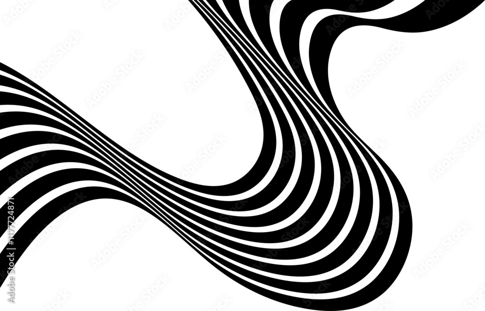 Sticker aastract perspective line stripes with 3d dimensional effect isolated on white background