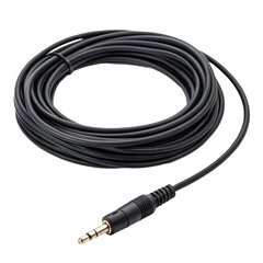 Coiled Black Audio Cable with 3.5mm Jack