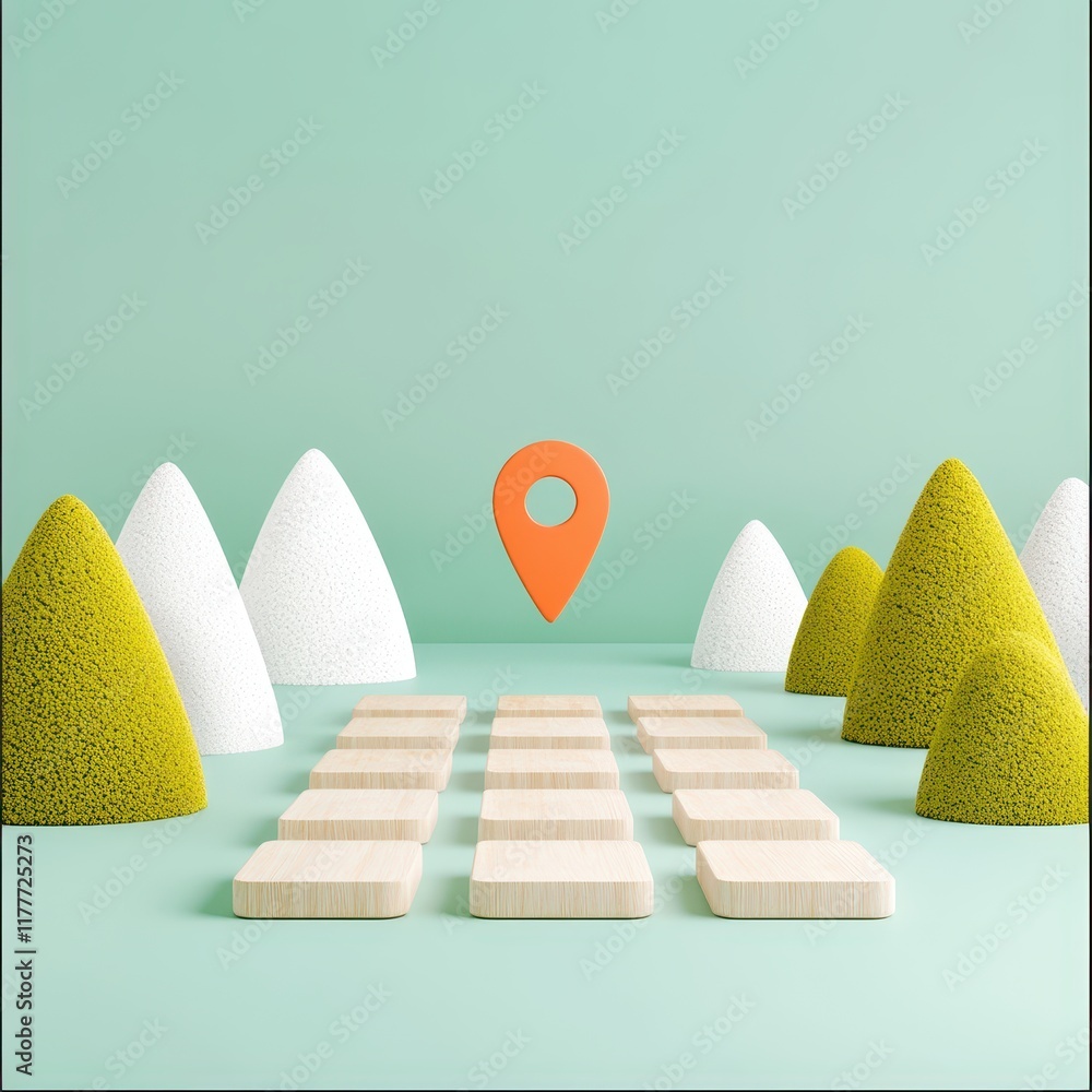 Poster colorful design elements with geolocation marker