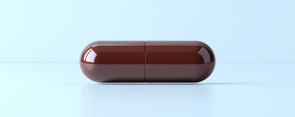 High-definition mockup of a brown pill box with sleek, minimalistic design on a white background