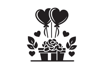 Valentine day icon silhouette on white background.