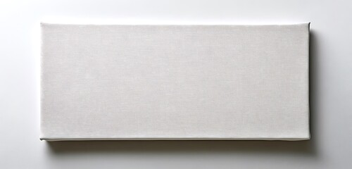 Horizontal blank canvas banner stretched tightly against white studio backdrop