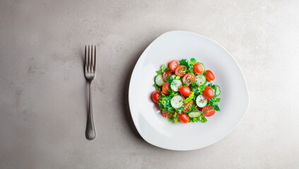 Healthy vegetable salad top view