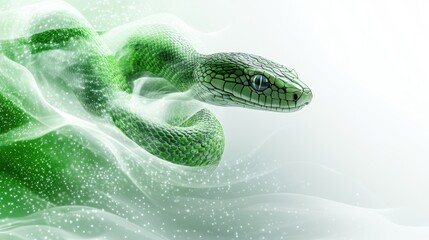 Obraz premium Modern Green Snake Design with Abstract Elements for Banner Use