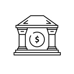 Bank building, financial institution - vector icon
