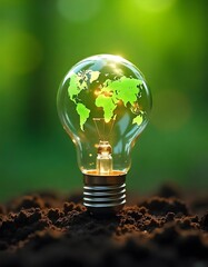light bulb with earth inside