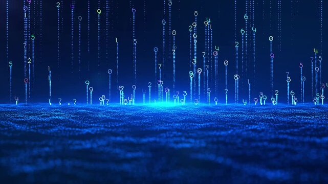 Digital Matrix Technology Binary Code Blue Background
