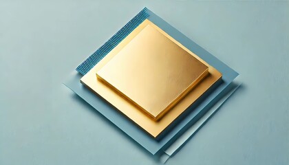 xGold paper background with blue a soft matte texture and a minimalist design. With clean folds and pastel tone, calm and contemporary aesthetics. Perfect for modern
 Created with generative AI.