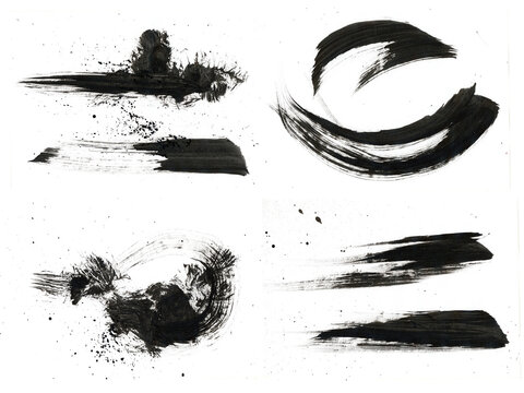 Art black ink mascara smear brushstroke painting blot. Abstract stain texture background. - Powered by Adobe