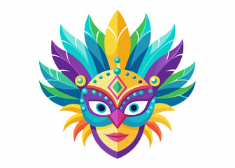 Colorful Carnival Mask with Vibrant Feathers – Mardi Gras Celebration Mask Art