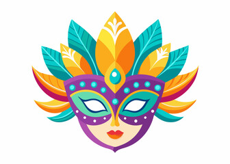 Colorful Carnival Mask with Vibrant Feathers – Mardi Gras Celebration Mask Art