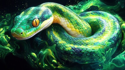 Obraz premium Modern Green Snake Design for Banners and Templates