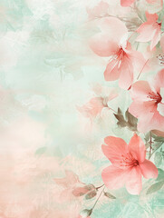 Watercolor floral background with delicate pink blossoms