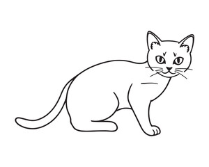 A black and white coloring page depicting a Cat pattern with bold lines and a clean line art style against a white background, Vector illustration.