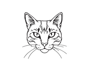 A black and white coloring page depicting a Cat pattern with bold lines and a clean line art style against a white background, Vector illustration.