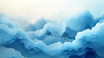 Abstract Blue Layered Cloud Landscape Design