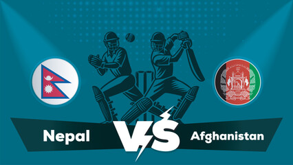 Fototapeta premium Nepal VS Afghanistan , Afghanistan vs Nepal cricket match , Cricket match concept with creative illustration.eps